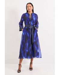 PRINCIPLES - Abstract Print Contrast Detail Shirt Dress - Lyst