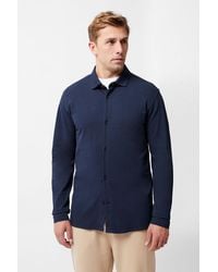 French Connection - Cotton Stretch Pique Jersey Long Sleeve Button Up Shirt - Lyst