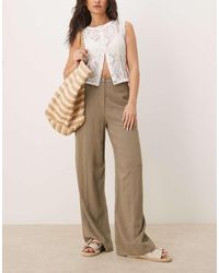ASOS - Relaxed Straight Leg Trousers With Linen - Lyst