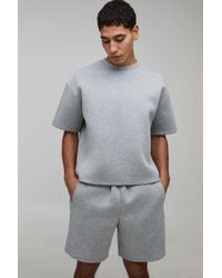 BoohooMAN - Oversized Boxy Bonded Scuba T-Shirt & Relaxed Short Set - Lyst