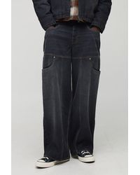BoohooMAN - Baggy Fit Washed Carpenter Panelled Jeans - Lyst