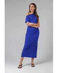 French Connection - Ruched Boat Neck Short Sleeve Midi Dress - Lyst