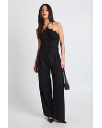 Boohoo - Scallop Edge Lace Halter Corset Top - Lyst