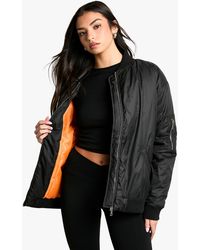 Boohoo - Oversized Contrast Lining Bomber Jacket - Lyst