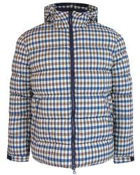 Aquascutum - Active Sp Hooded Puffer Jacket Club Check - Lyst