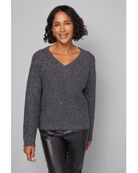 Wallis - Sparkle Sequin V Neck Jumper - Lyst