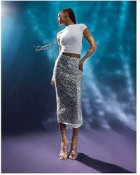 ASOS Festival Embellished Hot Fix Midi Skirt in Blue Lyst UK