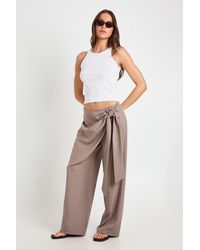 Boohoo - Marl Overlay Tie Wide Leg Tailored Trousers - Lyst