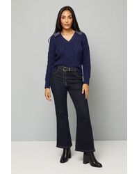 Wallis - Petite Cable Embellished Polo Collar Jumper - Lyst