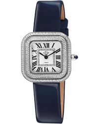 Gv2 - Bellagio Swiss Made Diamond Watch, - Dial, Genuine Dark Handmade Leather Strap - Lyst