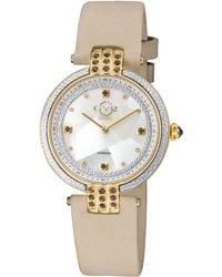 Gv2 - Matera Swiss Quartz Mother Of Pearl Dial Ecru Suede Watch Diamond - Lyst