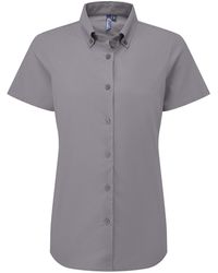PREMIER - Ladies Supreme Oxford Short-Sleeved Formal Shirt (Steel) - Lyst