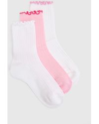 Boohoo - Ribbed Frilled Contrast Trim Socks 3 Pack - Lyst