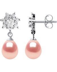 Diadema - Earrings Dangle Freshwater Pearls 7-8 Mm Pears Roses Jewelry 925 - Lyst