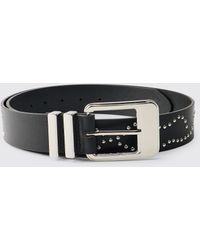 BoohooMAN - Pu Western Rhinestone Belt - Lyst