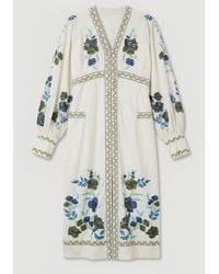 Karen Millen - Plus Size Embroidered Cotton Twill Woven Maxi Dress - Lyst