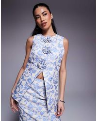 ASOS - Co-Ord Jacquard Waist Coat With 3D Flowers - Lyst