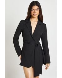 Boohoo - Wrap Drape Front Tailored Blazer Dress - Lyst