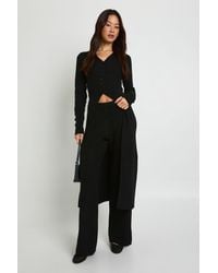 Boohoo - Tall Longline Button Cardigan And Wide Leg Trouser Co-Ord - Lyst