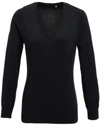PREMIER - Ladies Knitted Cotton Acrylic V Neck Sweatshirt - Lyst