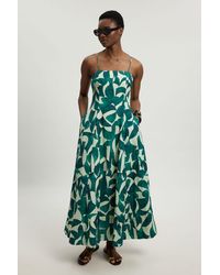 Karen Millen - Linen Geo Print Woven Maxi Prom Dress - Lyst