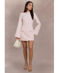 Boohoo - Long Sleeve Slash Neck Tailored Mini Dress - Lyst