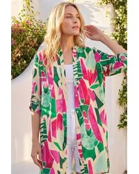 Roman - Petite Printed Longline Shirt - Lyst