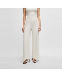 BOSS - Tikela Solid Patterned Wide Leg Chinos - Lyst