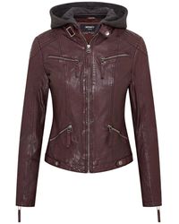 Infinity Leather - Hooded Classic Biker Jacket - Lyst