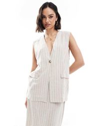 ASOS - Linen Look Stripe Longline Co-Ord Waistcoat - Lyst