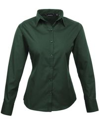 PREMIER - Ladies Poplin Long Sleeve Blouse / Plain Work Shirt (Bottle) - Lyst