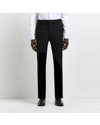 River Island - Suit Trousers Black Slim Fit Tuxedo - Lyst
