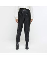 River Island - Cigarette Trousers Faux Leather Pu - Lyst