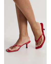 Boohoo - Knot Detail Toe Post Heeled Mules - Lyst