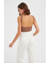 Hiccup - Solid Woven Round Neck Tank Top With Back Cut-Out - Lyst
