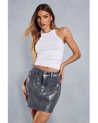 MissPap - Metallic Denim Micro Mini Skirt - Lyst