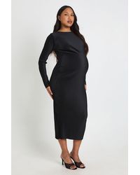 Boohoo - Maternity Plisse Batwing Midaxi Dress - Lyst