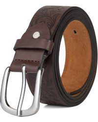 Woodland Leathers - Embossed Leather Lined Belt For - Lyst