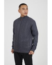Brave Soul - Funnel Neck Waffle Knit Zip Through Cardigan - Lyst