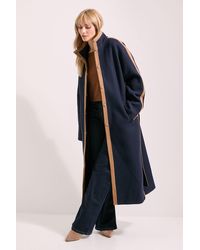 PRINCIPLES - Contrast Funnel Neck Coat - Lyst