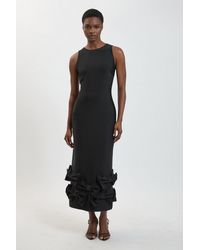 Karen Millen - Figure Form Bandage Taffeta Bow Knitted Midi Dress - Lyst