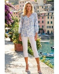 Roman - Floral Print Tie Neck Tunic Top - Lyst
