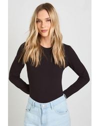 Boohoo - Petite Basic Long Sleeve Crew Neck Bodysuit - Lyst