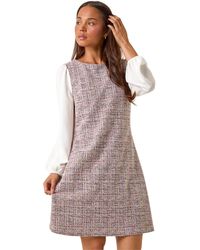 Roman - Petite Boucle Contrast Sleeve Dress - Lyst
