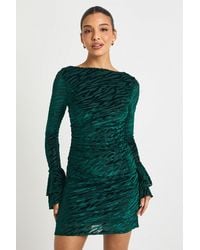 Boohoo - Devore Flare Sleeve Open Back Mini Dress - Lyst