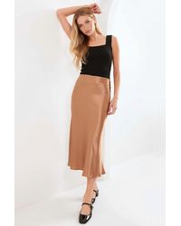 Bigdart - Satin A-Line Elastic Waist Midi Skirt - Lyst