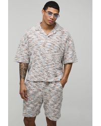 BoohooMAN - Brushed Boucle Oversized Shirt & Relaxed Short Set - Lyst