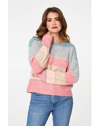 Izabel London - Striped Textured Long Sleeve Jumper - Lyst