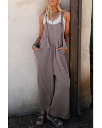 Azura Exchange - Wijd Been Geribbelde Breisel Jumpsuit - Lyst