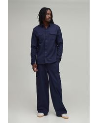 BoohooMAN - Tall Regular Shirt & Straight Fit Cargo Trouser Set - Lyst